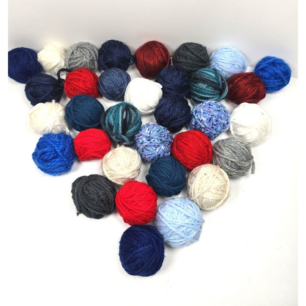 Americana Nautical Yarn Ball Lot X 33 Acrylic 3-4 Weight 9.4 oz. Red White Blue
